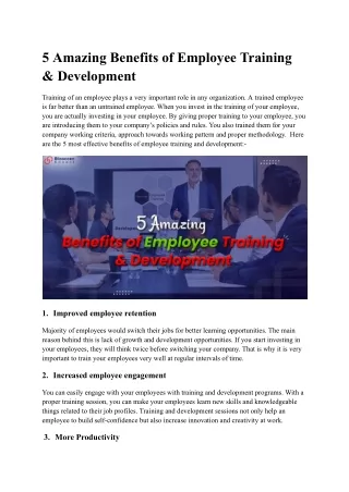 5 Amazing Benefits of Employee Training & Development