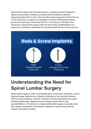 Spinal Lumbar Surgery with Rods and Screws - Zealmax Innovations Pvt Ltd