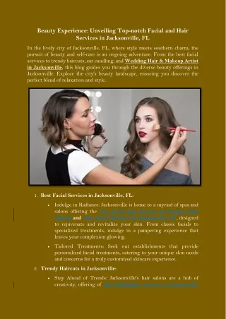 Beauty Experience Unveiling Top-notch Facial and Hair Services in Jacksonville, FL