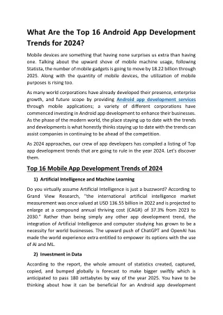 What Are the Top 16 Android App Development Trends for 2024- Siddhi Infosoft