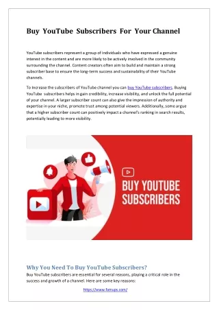 Buy  YouTube  Subscribers  For  Your Channel