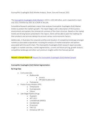 Eosinophilic Esophagitis (EoE) Market Analysis, Share, Size and Forecast 2031