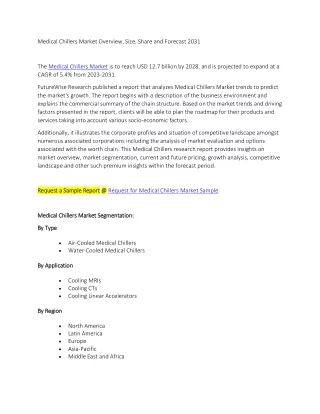 Medical Chillers Market Overview, Size, Share and Forecast 2031