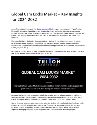 GLOBAL CAM LOCKS MARKET 2024-2032