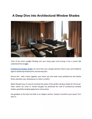 A Deep Dive into Architectural Window Shades