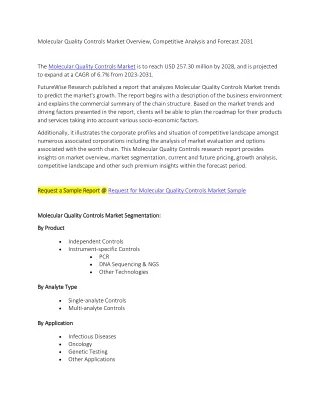 Molecular Quality Controls Market Overview, Competitive Analysis and Forecast 20