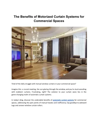 The Benefits of Motorized Curtain Systems for Commercial Spaces