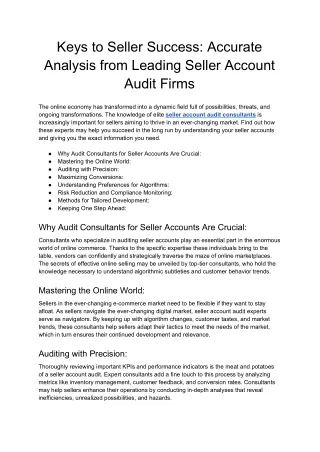 Keys to Seller Success_ Accurate Analysis from Leading Seller Account Audit Firms - Google Docs