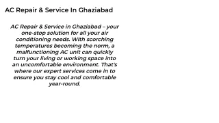 Unrivaled AC Repair & Service in Ghaziabad for Cool Comfort