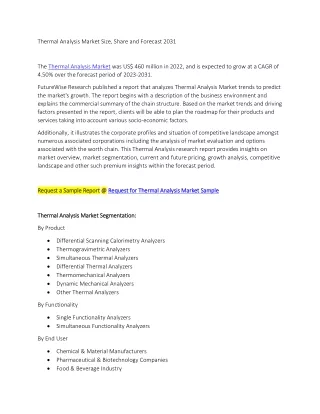 Thermal Analysis Market Size, Share and Forecast 2031