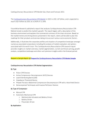 Cardiopulmonary Resuscitation CPR Market