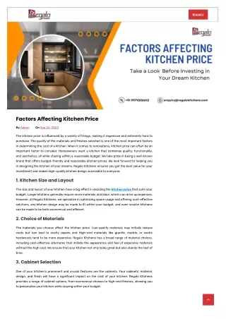 Factors Affecting Kitchen Price