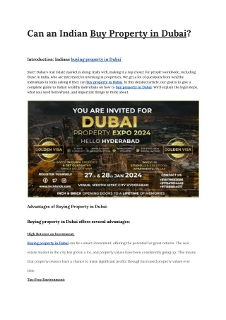 Can an Indian Buy Property in Dubai