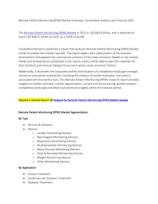 Remote Patient Monitoring (RPM) Market