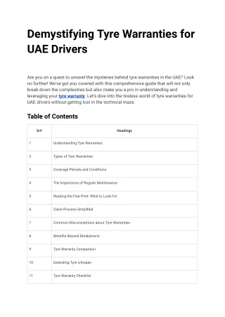 Demystifying Tyre Warranties for UAE Drivers