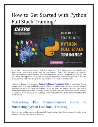 How to Get Started with Python Full Stack Training