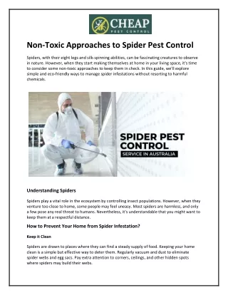 Non-Toxic Approaches to Spider Pest Control