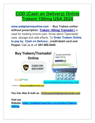 COD (Cash on Delivery) Online Trakem 100mg USA 2024