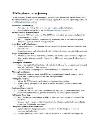 ITSM Implementation Journey