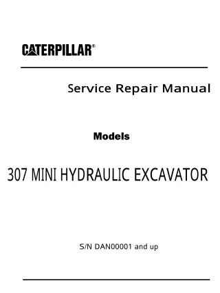 Caterpillar Cat 307 Excavator (Prefix 2WM) Service Repair Manual (2WM00500 and up)