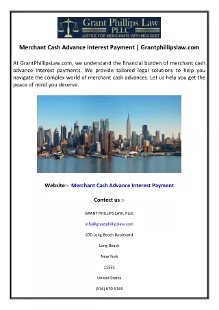 Merchant Cash Advance Interest Payment  Grantphillipslaw.com