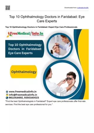 Top 10 Ophthalmology Doctors in Faridabad Eye Care Experts