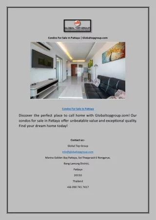 Condos For Sale In Pattaya | Globaltopgroup.com