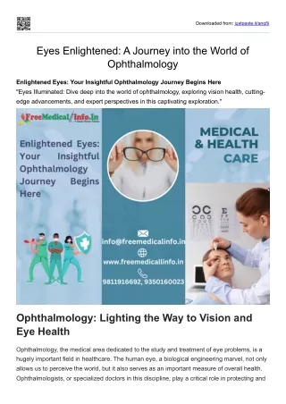 Eyes Enlightened A Journey into the World of Ophthalmology