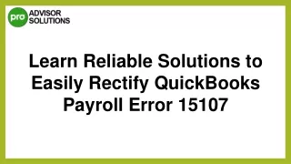 Easy Way To Fix QuickBooks Payroll Error 15107