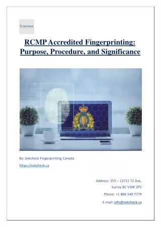 RCMP Accredited Fingerprinting- Purpose, Procedure, and Significance