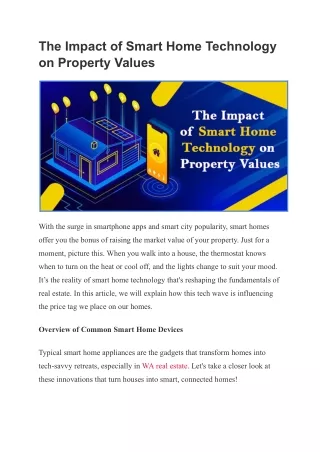 The Impact of Smart Home Technology on Property Values