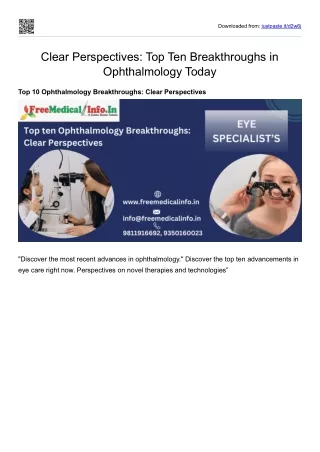 Clear Perspectives Top Ten Breakthroughs in Ophthalmology Today