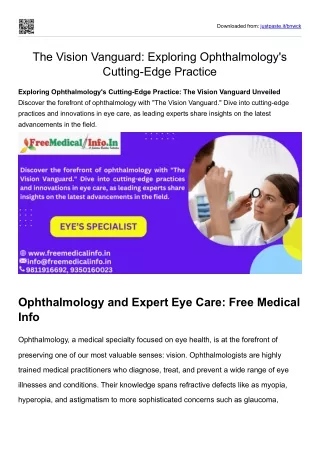 Exploring Ophthalmology's Cutting-Edge Practice The Vision Vanguard Unveiled