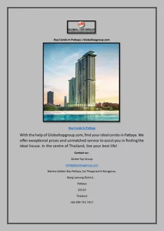 Buy Condo In Pattaya | Globaltopgroup.com