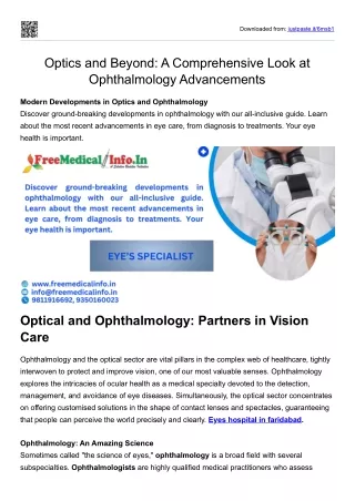 Optics and Beyond  A Comprehensive Look at Ophthalmology Advancements