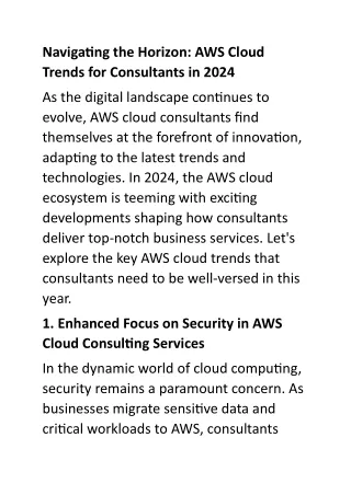 AWS Cloud Trends for Consultants in 2024