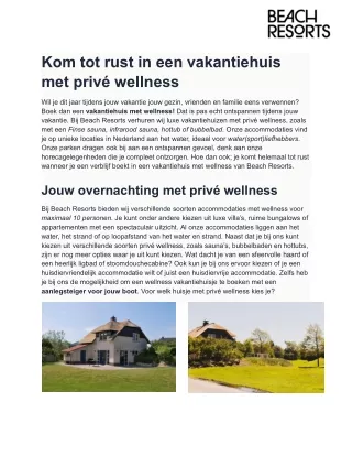 Vakantiehuis met wellness - Beach Resorts