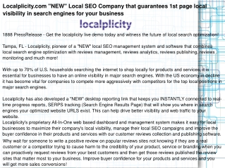 Localplicity.com "NEW" Local SEO Company that guarantees 1st