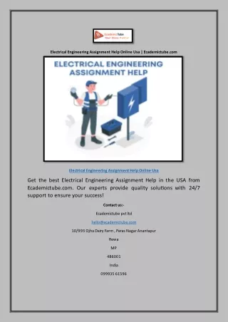 Electrical Engineering Assignment Help Online Usa | Ecademictube.com