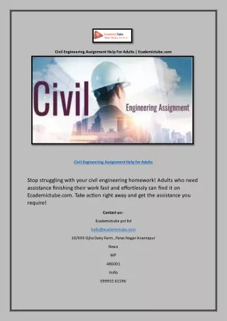 Civil Engineering Assignment Help For Adults | Ecademictube.com