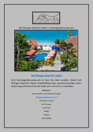 Koh Phangan Haad Rin Hotels | Vanneegoldensands.com