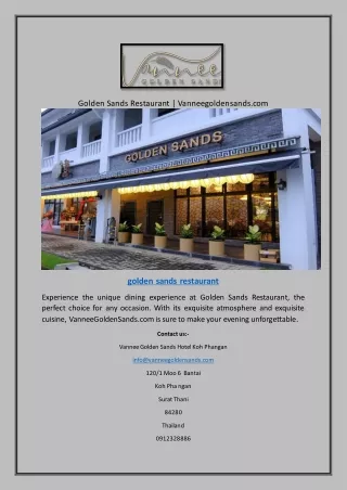 Golden Sands Restaurant | Vanneegoldensands.com