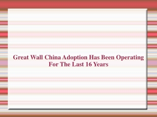 Great Wall China Adoption | Great Wall China Adoption Review