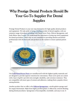 Prestige Dental Products