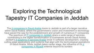 Exploring the Technological Tapestry IT Companies in Jeddah