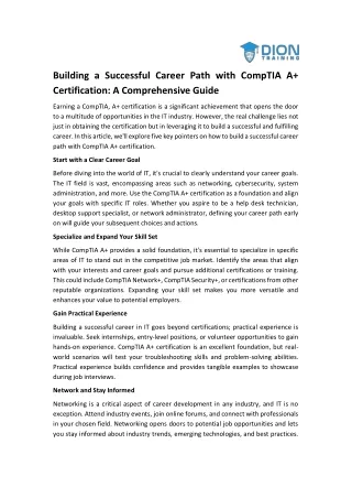 Building a Successful Career Path with CompTIA A  Certification A Comprehensive Guide