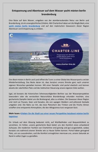 Erleben Sie die Freiheit des Wassersports yacht mieten berlin brandenburg