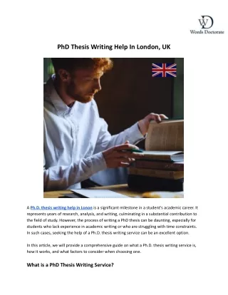 Phd Thesis Writing Help In London, Uk