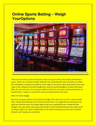 Online Sports Betting Weigh Your Options