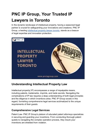 Safeguard Your Ideas: Expert Intellectual Property Lawyer in Toronto for Robust